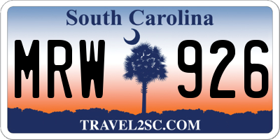 SC license plate MRW926