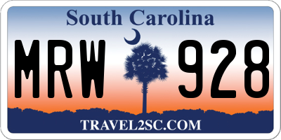 SC license plate MRW928