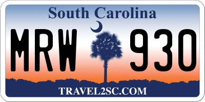 SC license plate MRW930