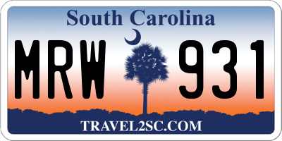 SC license plate MRW931