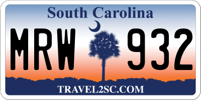 SC license plate MRW932