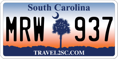SC license plate MRW937