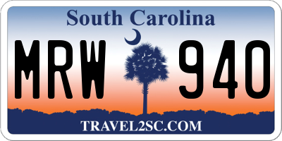 SC license plate MRW940