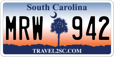 SC license plate MRW942