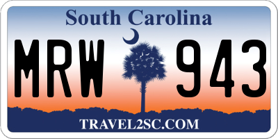 SC license plate MRW943