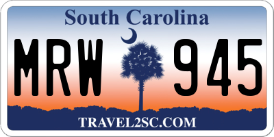 SC license plate MRW945
