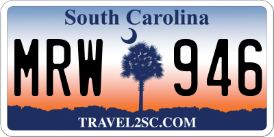 SC license plate MRW946
