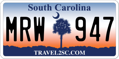 SC license plate MRW947