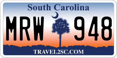 SC license plate MRW948