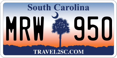 SC license plate MRW950