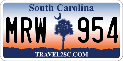 SC license plate MRW954
