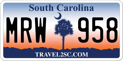 SC license plate MRW958
