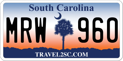 SC license plate MRW960