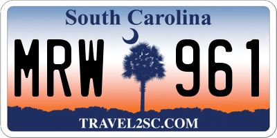 SC license plate MRW961
