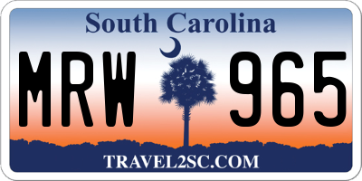 SC license plate MRW965