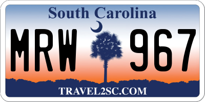 SC license plate MRW967