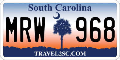 SC license plate MRW968