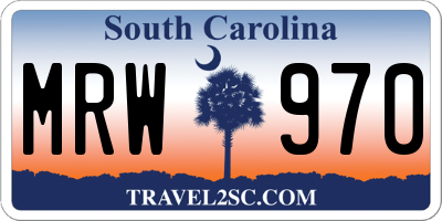 SC license plate MRW970