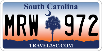 SC license plate MRW972