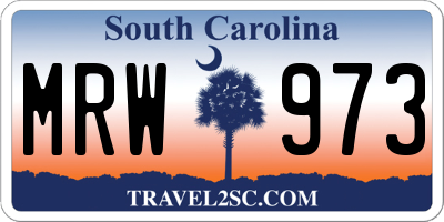 SC license plate MRW973