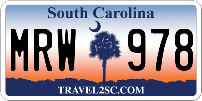 SC license plate MRW978