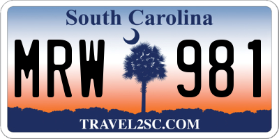 SC license plate MRW981