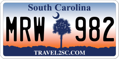 SC license plate MRW982