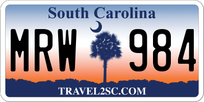 SC license plate MRW984