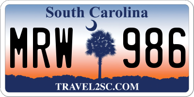 SC license plate MRW986