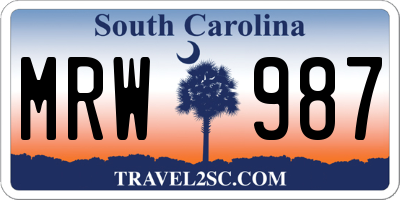 SC license plate MRW987