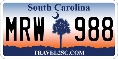 SC license plate MRW988