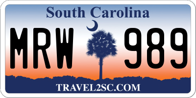 SC license plate MRW989