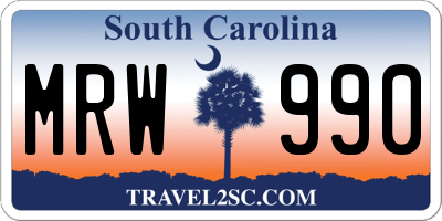 SC license plate MRW990