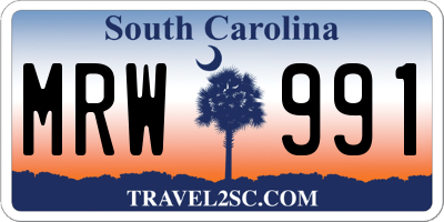 SC license plate MRW991