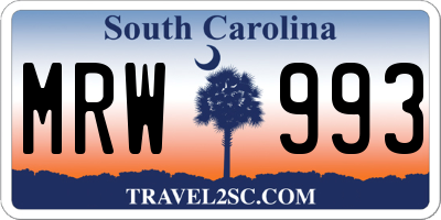 SC license plate MRW993