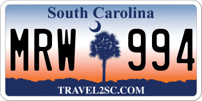 SC license plate MRW994