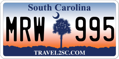 SC license plate MRW995