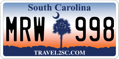 SC license plate MRW998