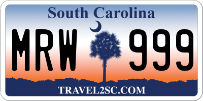 SC license plate MRW999