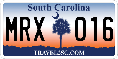 SC license plate MRX016