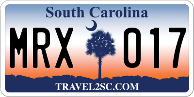 SC license plate MRX017
