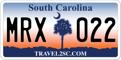 SC license plate MRX022