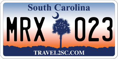 SC license plate MRX023