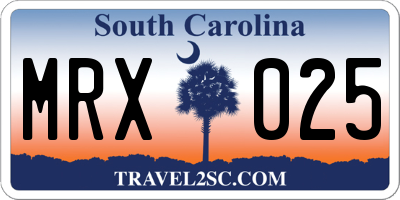 SC license plate MRX025