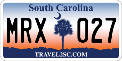 SC license plate MRX027