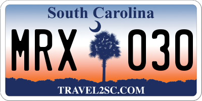 SC license plate MRX030