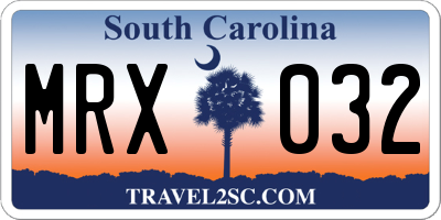 SC license plate MRX032