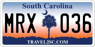 SC license plate MRX036