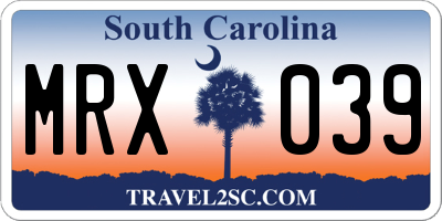 SC license plate MRX039