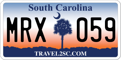 SC license plate MRX059